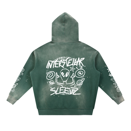 Forager Green Limited Interstellar Distressed Hoodie