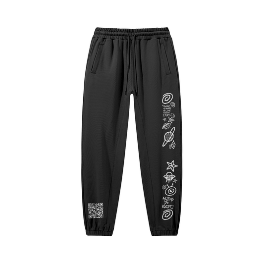 white print interstellar baggy sweatpants