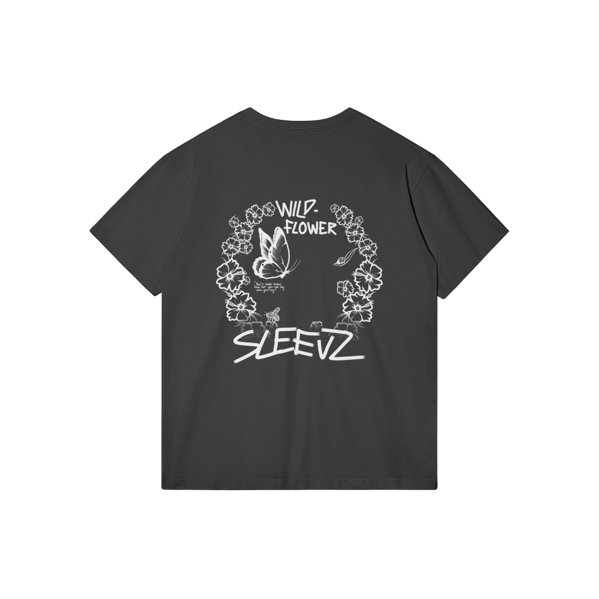 White print Wildflower tee black