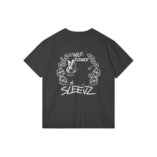 White print Wildflower tee black