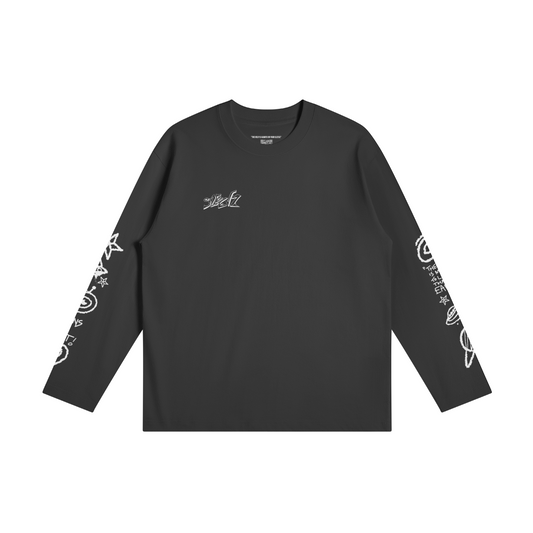 Long sleeve interstellar T white print