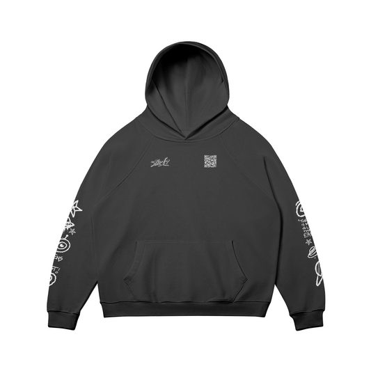 fleece lined interstellar hoodie white print