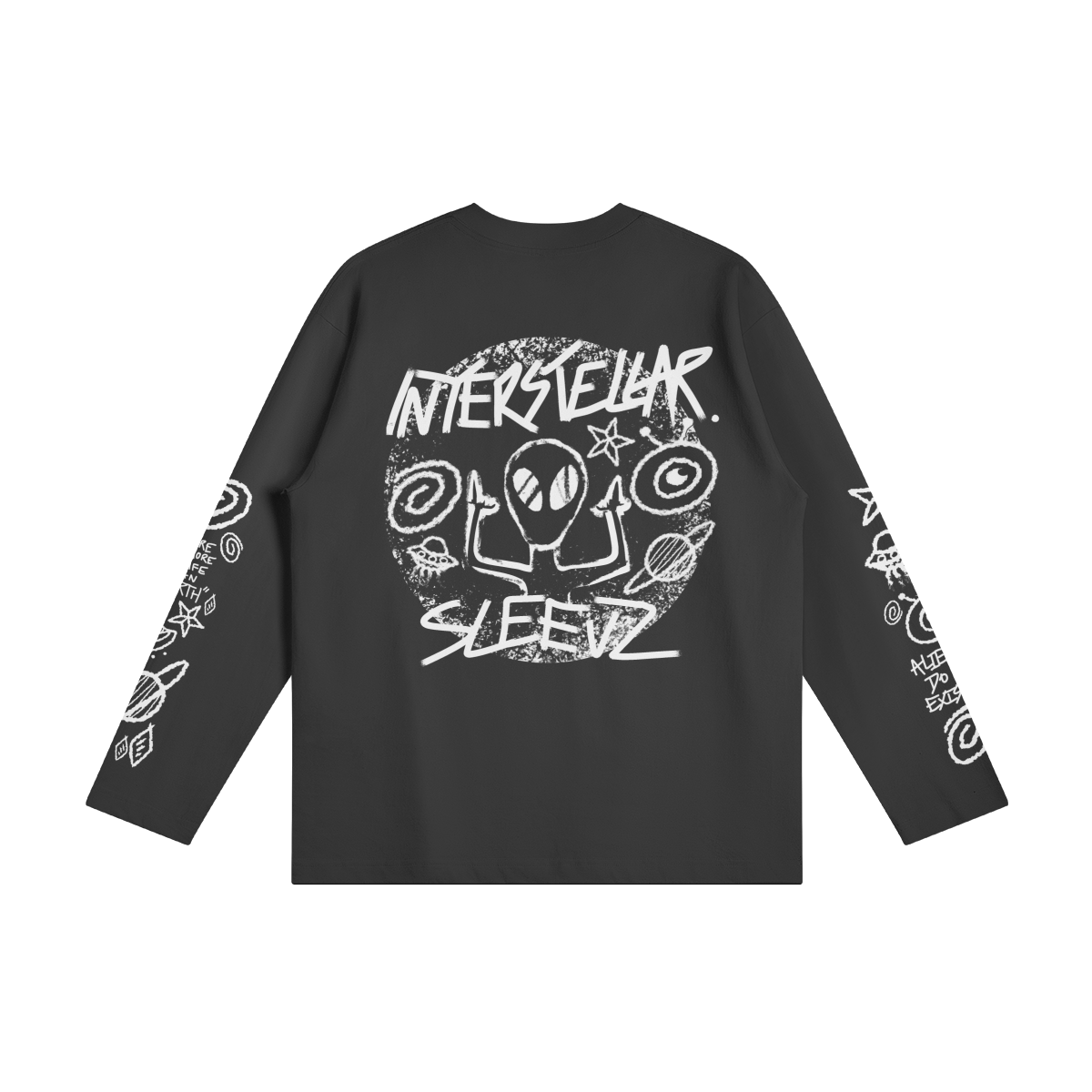 Long sleeve interstellar T white print