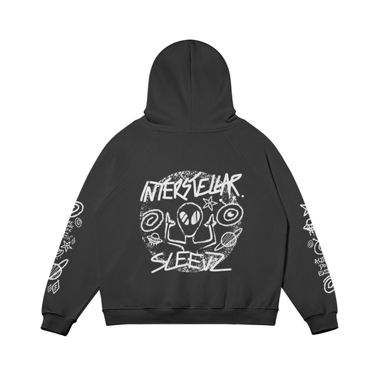 fleece lined interstellar hoodie white print