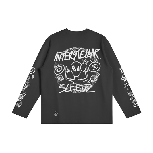 Long sleeve interstellar T white print